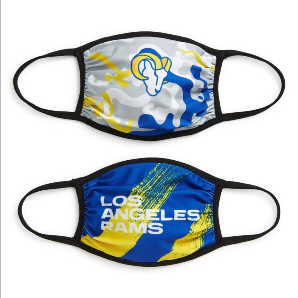 NFL 2 PIECE FACE COVERING MASKS BY FOCO LOS ANGELES RAMS YOUTH OS NWT